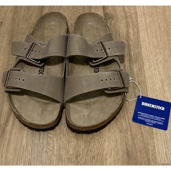*NEW* Birkenstock EU 41 W 10 M 8 Arizona Tobacco Brown Oiled Leather Normal Fit - Picture 2 of 8